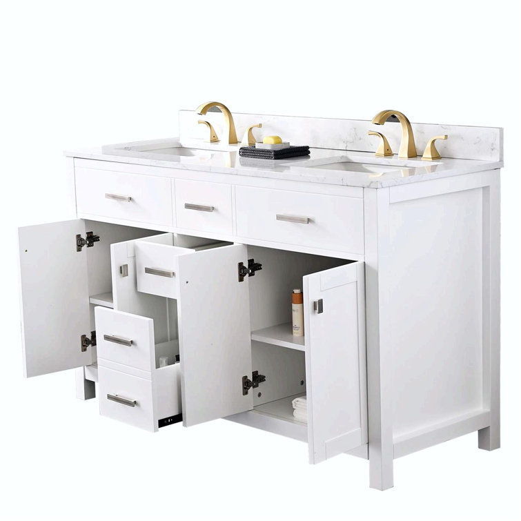KISRAIS 60" Double Bathroom Vanity Base Only in White Wayfair